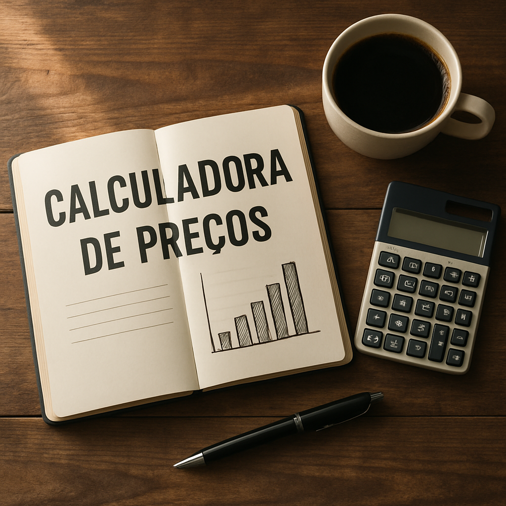 Mockup de calculadora de preços no celular