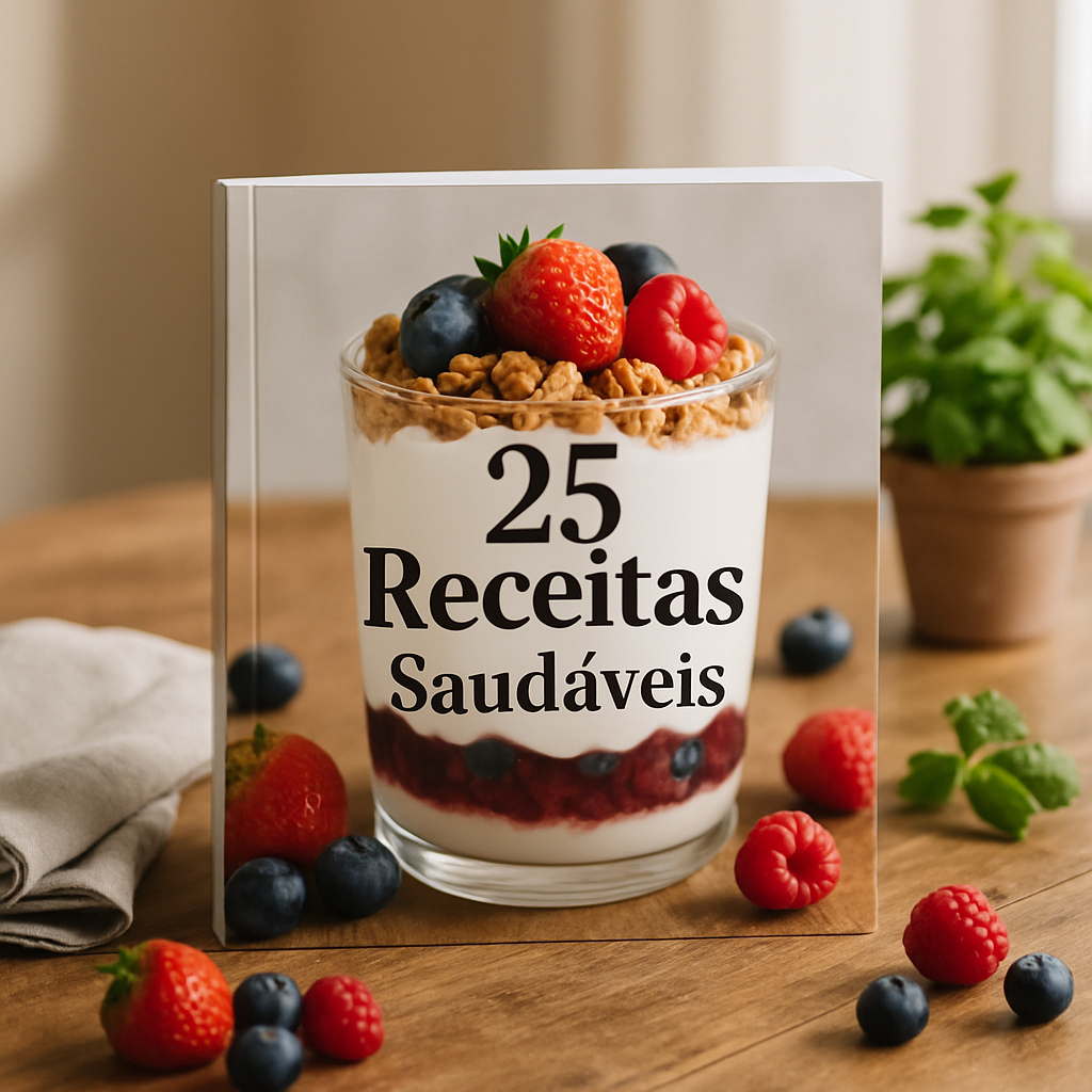 Mockup do receituário 25 Receitas Saudáveis